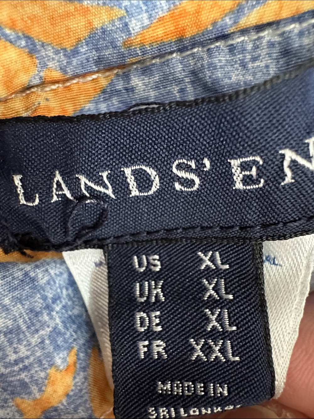 Lands' End Blue Swim Shorts with Orange Pineapple Print - Picture 2 of 10